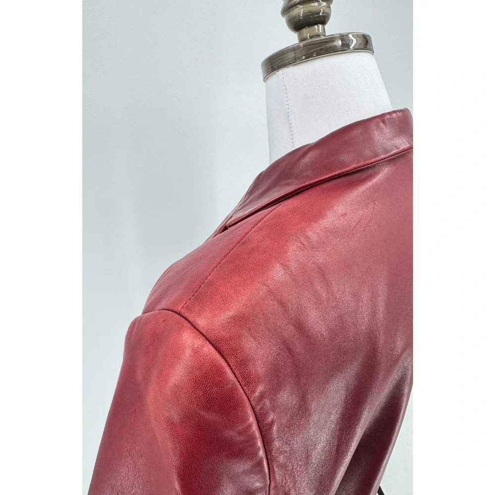 Vintage Y2K Coach 1941 Line Burgundy Leather Classic Button Front Jacket Sz M